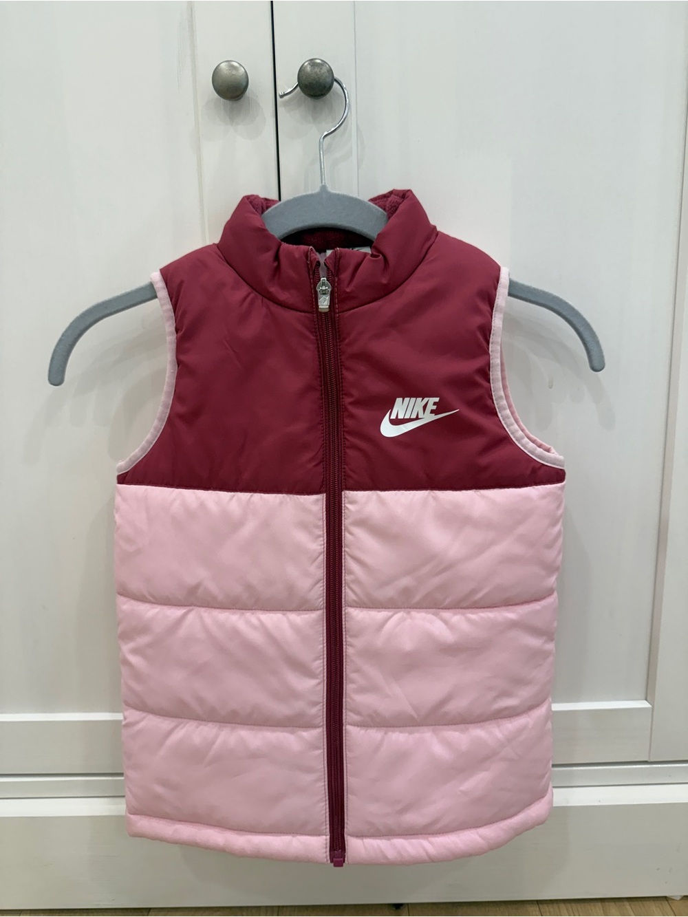 Nike Kids Two-Tone Pink & Burgundy Puffer Vest